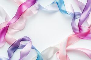 Pastel Ribbons Frame White Background Design photo