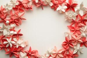 Origami flowers create a lovely circular frame photo