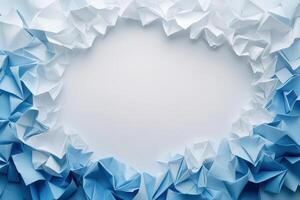 Abstract Blue and White Origami Paper Frame photo
