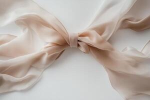 Pale Nude Silk Fabric Arranged In A Bow Shape photo