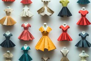 Paper Dresses on Mannequins Display Fashion Design photo