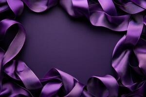 Deep Purple Satin Ribbon Frame Background Design photo