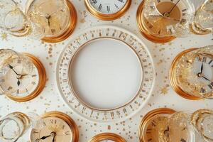 Golden Clocks Champagne Festive New Year Celebration photo