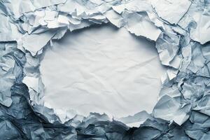 Torn Paper Frame Reveals Smooth White Center photo