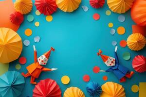 Colorful Paper Origami Clown Figures Playful Design photo