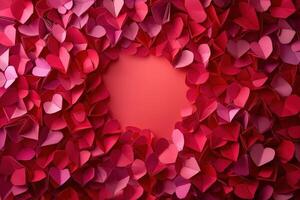 Red Paper Hearts Forming a Lovely Frame photo