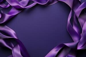 Purple Satin Ribbons Form a Frame Design photo