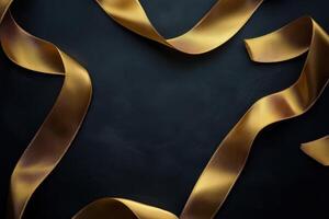 Golden Ribbons Arranged on Dark Background photo
