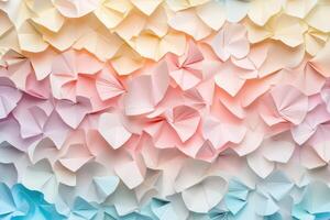Pastel Paper Flowers Create a Soft Gradient Background photo