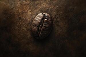 A Single Roasted Coffee Bean on Dark Background photo
