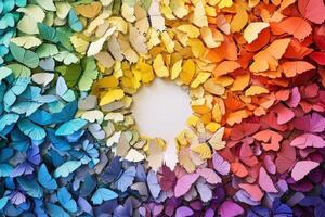 Colorful Butterflies Arranged In A Circular Pattern photo
