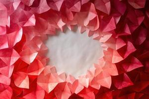 Red Paper Origami Forms Create Circular Frame photo