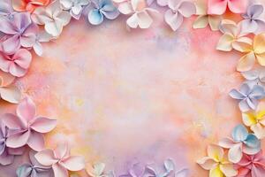 Pastel Flowers Frame Soft Background Design photo