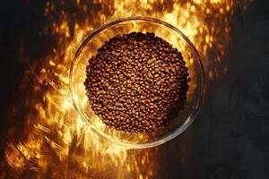 Roasted Coffee Beans in a Glass Bowl photo