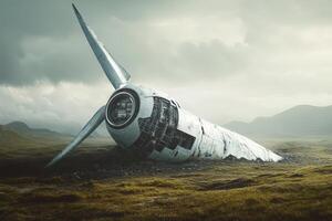 A wind turbine is lying on top of a hill photo