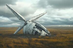 A windmill in the middle of a field photo