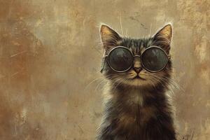A painting of a cat wearing sunglasses photo