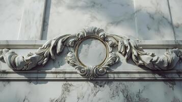 A decorative frame on a wall with a mirror photo
