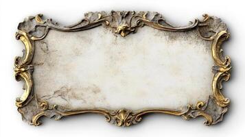 An old gold frame with a white background photo