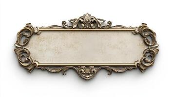 An ornate gold frame on a white background photo