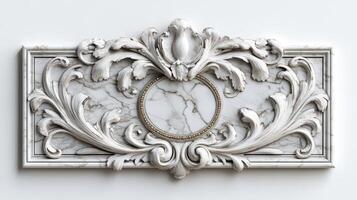 A decorative marble plaque with a frame photo