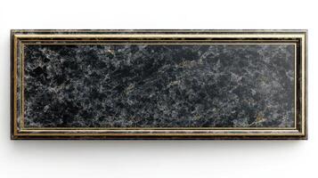 Black marble with gold frame on white background photo