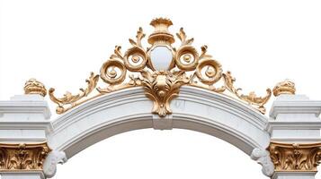 A white arch with gold details photo