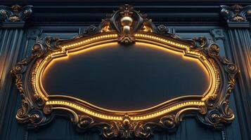 Golden frame with ornate design on the door photo