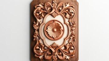 A decorative wooden plaque with a floral design photo