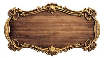 An ornate wooden frame with a gold border photo