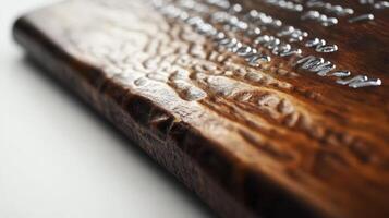 A close up of a wooden book with writing on it photo