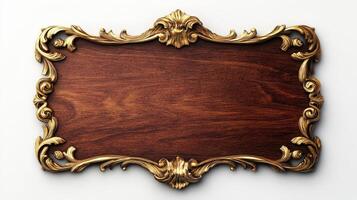 An ornate wooden frame with gold trim photo