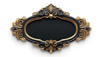 Golden frame with black background photo