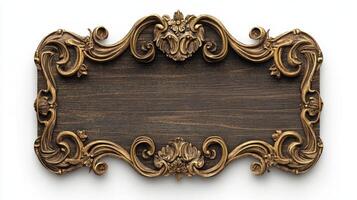 An ornate wooden frame with gold trim photo
