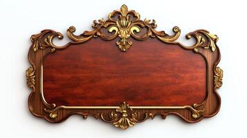 An ornate wooden frame with gold trim photo