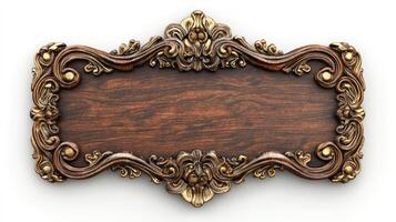 An ornate wooden frame with a gold border photo