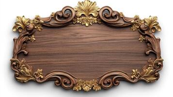 Wooden frame with gold leaf and floral decoration photo