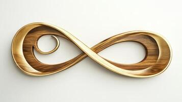 An infinity sign made out of wood on a white background photo