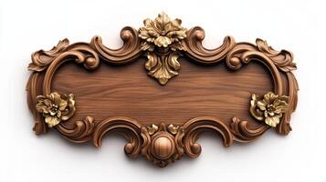 Wooden frame with gold flowers and leaves photo