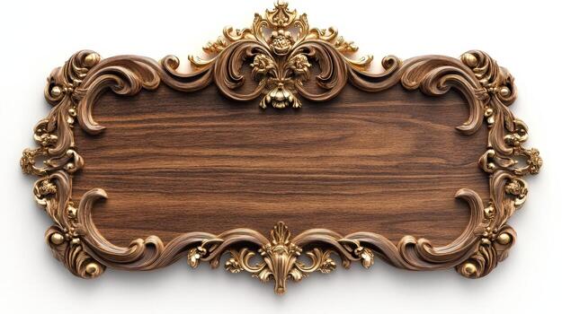 An ornate wooden frame with a gold border photo