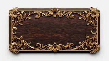 An ornate wooden frame with gold leaf and flowers photo