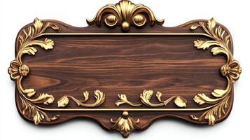 A wooden plaque with gold leaf and floral design photo