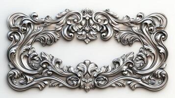 3d rendering of a silver ornate frame photo
