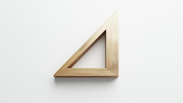 un de madera triángulo en un blanco antecedentes foto