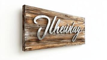 A wooden sign with the word'hiening'on it photo