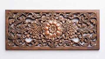 Wooden wall panel with floral design photo
