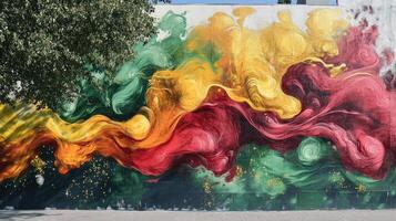 A large colorful mural on a wall photo