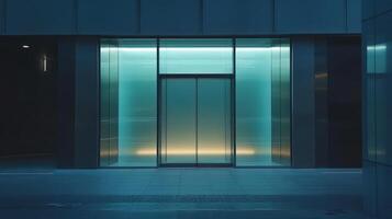An elevator in a building with a light on it photo
