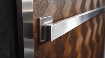A close up of a door with a metal handle photo