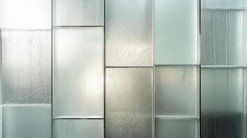 A glass wall with a variety of different colors photo
